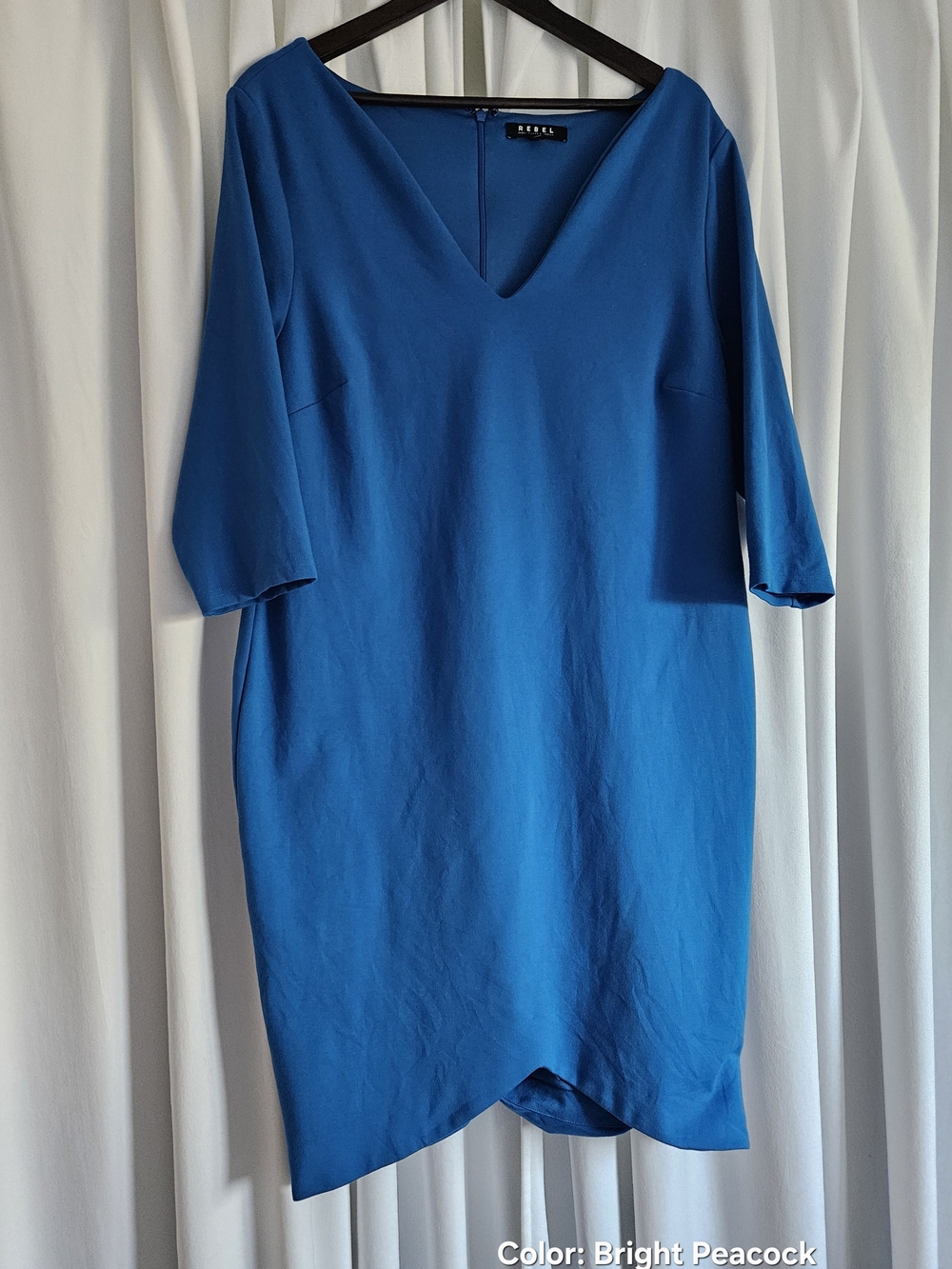 Rebel Bright Peacock Blue V-Neck Bodycon Dress